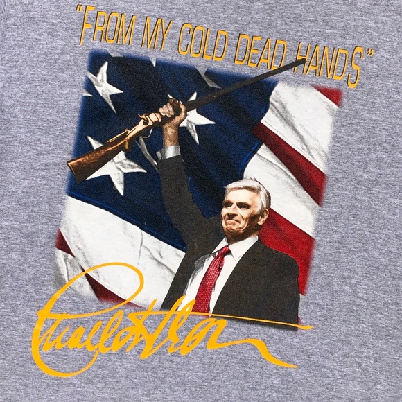 Vtg Charlton Heston NRA Quote Tee - Size Medium - Picture 3 of 8